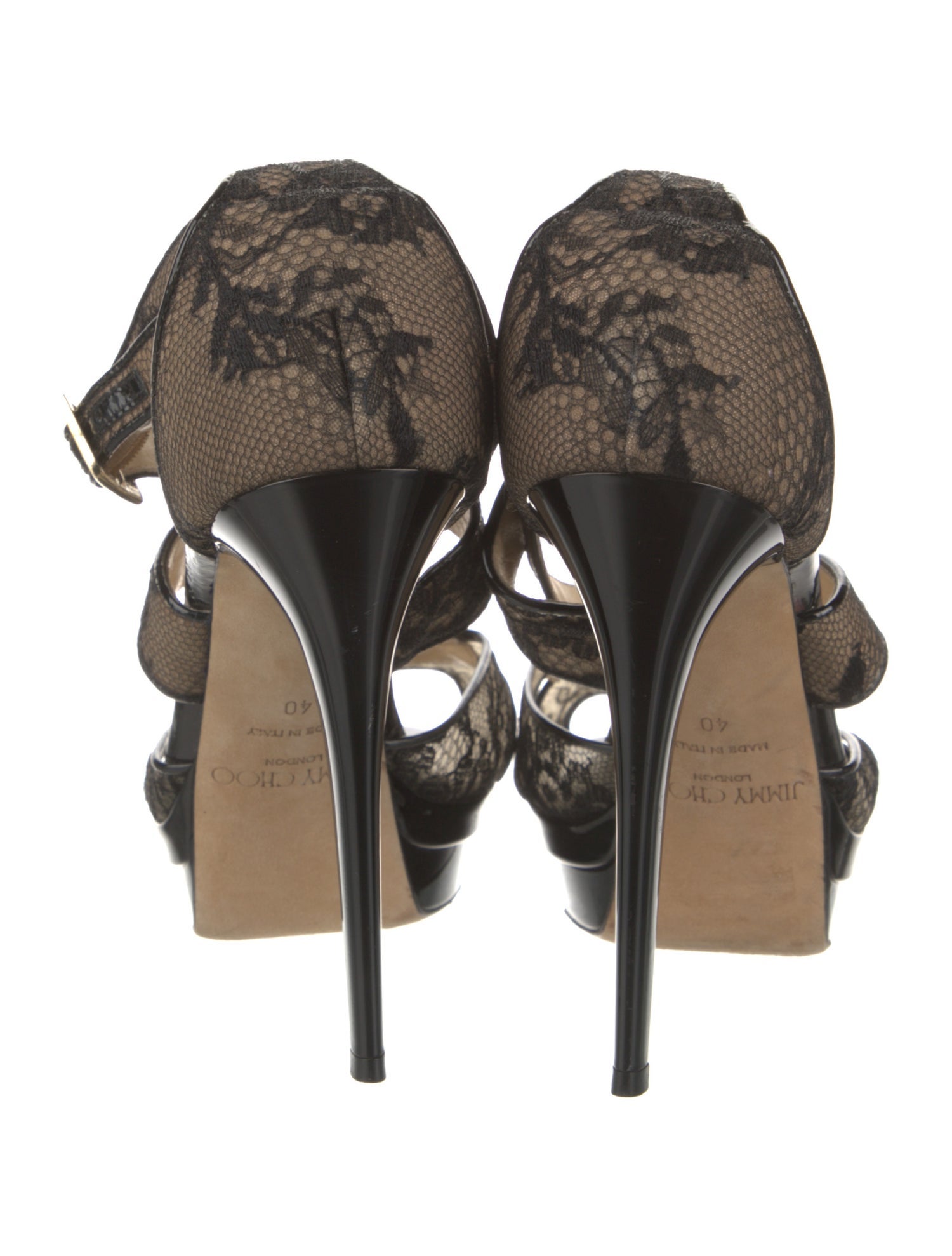 Jimmy Choo Lace Animal Print T-Strap Pumps